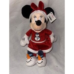 Disney Minnie Mouse Christmas Plush Snowman Slippers Holiday Stuffed Animal